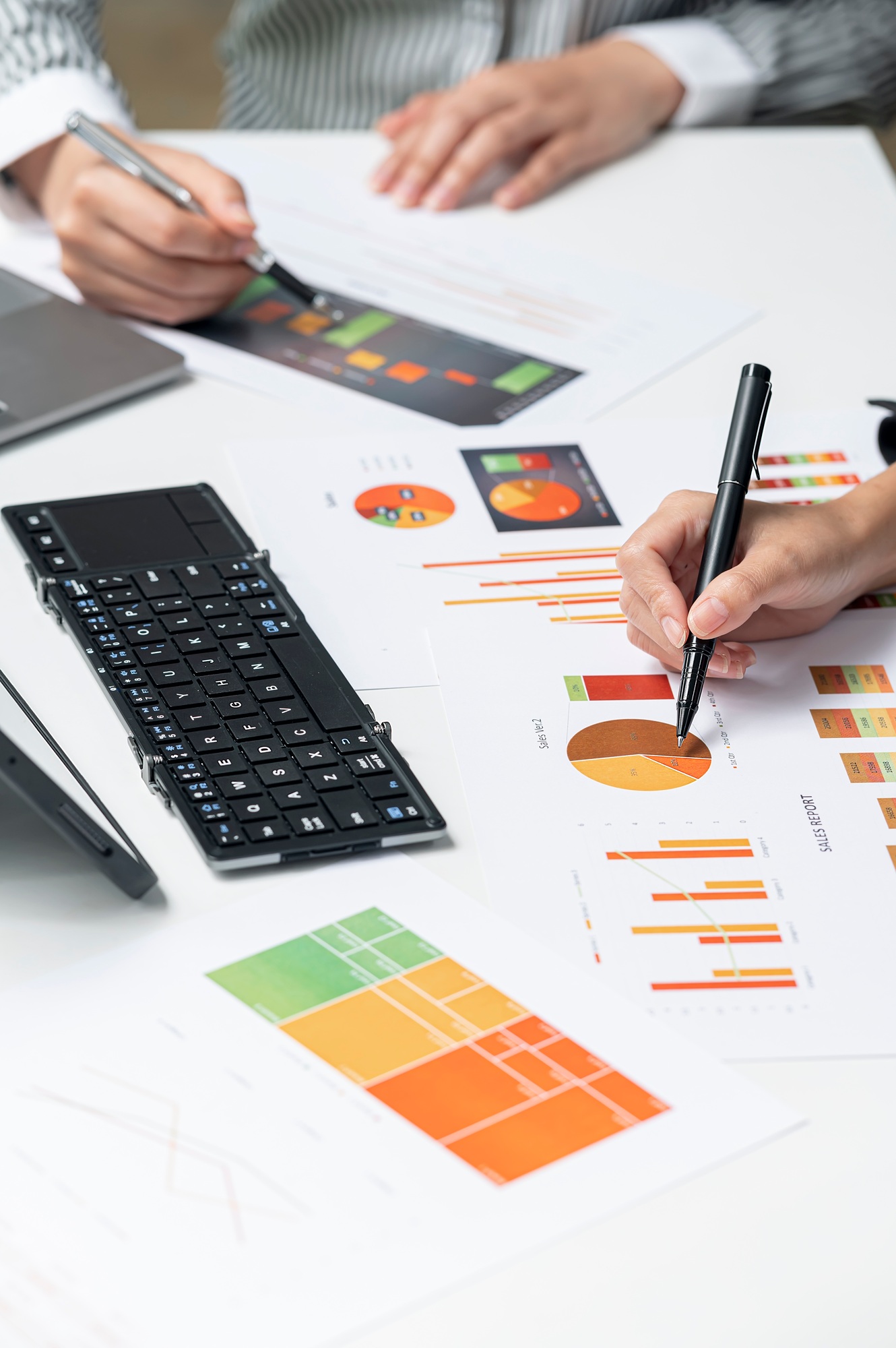 business people hands working on graph and chart of business data information at office.